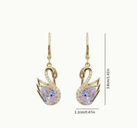 White Swan Crystal Earrings Easy To Wear