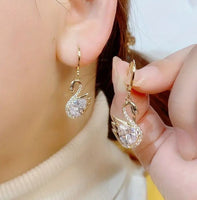 White Swan Crystal Earrings Easy To Wear