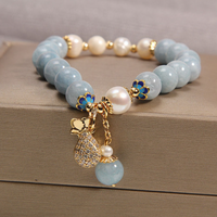 Aquamarine Agate Bracelet - 2 Toned