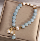 Aquamarine Agate Bracelet - 2 Toned