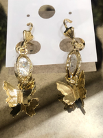 Butterfly Dangly Earrings With Color Stone In Middle - Quince Gift