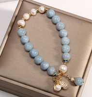 Aquamarine Agate Bracelet - 2 Toned