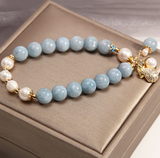 Aquamarine Agate Bracelet - 2 Toned