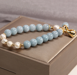 Aquamarine Agate Bracelet - 2 Toned