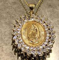 Virgen De Guadalupe Diamond Cut Pendant & Necklace