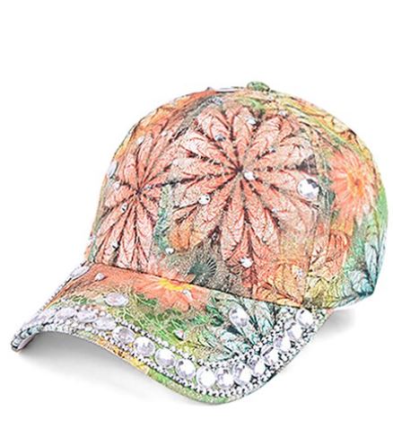 Colorful Chic Baseball Cap Sparkly Nature Flowered Patterned