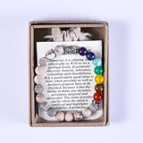 Healing 7 Chakras Lucky Buddha Natural Stone Bracelet Zebra Jasper with Gift Box