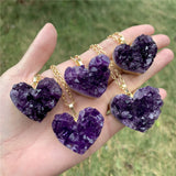 Amethyst Crystal Stone Heart Necklace