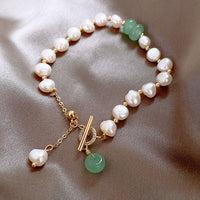 Pearl Bracelet With Green Quartz