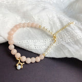 Rose Quartz & Pearl Natural Bracelet Gold Plated