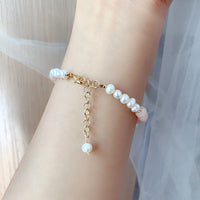 Rose Quartz & Pearl Natural Bracelet Gold Plated