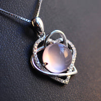 Heart Quartz Pendant Silver Plated