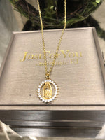 Virgen De Guadalupe Shiny Necklace With Gold Box Quince Collection