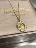 Virgen De Guadalupe Shiny Necklace With Gold Box Quince Collection