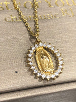 Virgen De Guadalupe Shiny Necklace With Gold Box Quince Collection