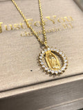 Virgen De Guadalupe Shiny Necklace With Gold Box Quince Collection