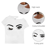 Eyelash Sexy Cute White Cold Shoulder Womans Shirt