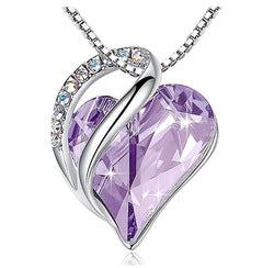 Amethyst Heart Necklace Shiny Silver Quince Collection