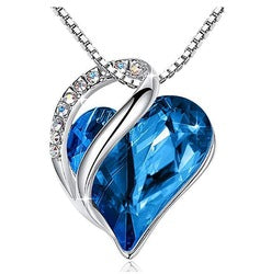 Blue Heart Necklace Shiny Silver Quince Collection