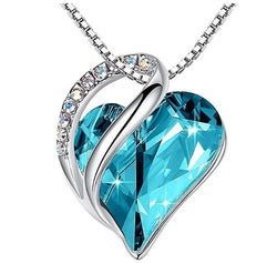 Blue Ocean Heart Necklace Shiny Silver Quince Collection