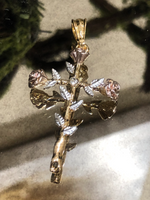 Jesus Cross Pendant & Necklace With Rose Flowers - Quince Gift