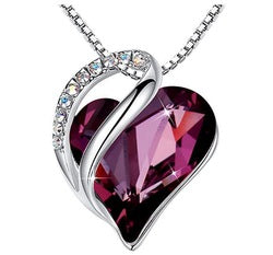 Dark Purple Heart Necklace Shiny Silver Quince Collection