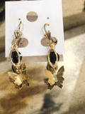 Butterfly Dangly Earrings With Color Stone In Middle - Quince Gift