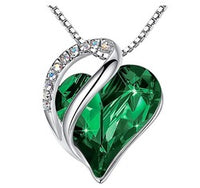 Green Heart Necklace Shiny Silver Quince Collection