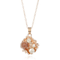 Rose Gold Flowered Pearl Necklace and Earring Set - Quince Collection