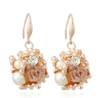 Rose Gold Flowered Pearl Necklace and Earring Set - Quince Collection