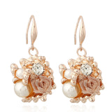 Rose Gold Flowered Pearl Necklace and Earring Set - Quince Collection