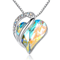 Ocean Rainbow Heart Necklace Shiny Silver Quince Collection