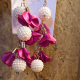 Pink Flowered Fashion Show Dangly Earrings