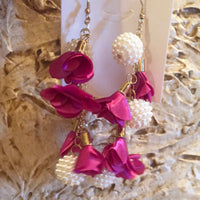 Pink Flowered Fashion Show Dangly Earrings