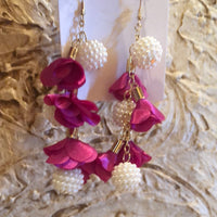 Pink Flowered Fashion Show Dangly Earrings