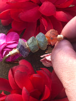 Carnelian - Amethyst - and Green Natural Quartz Bangle Bracelet