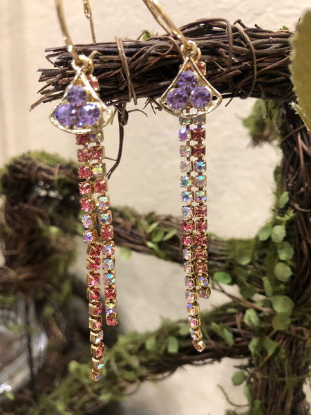 Dangle Purple Earrings - Multi color - Hoop Earrings Quince Collection