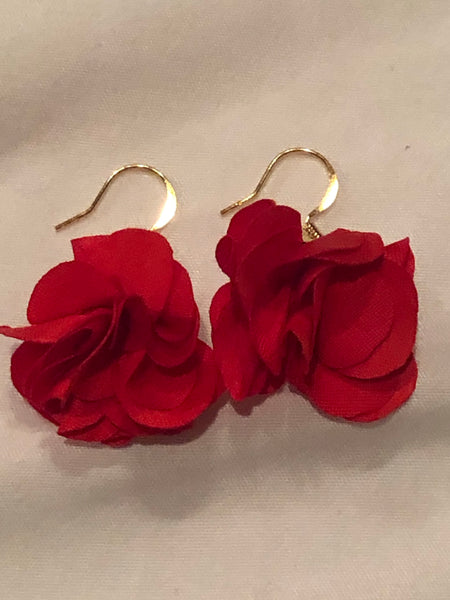 Red Flowered Earrings / Quince Collection