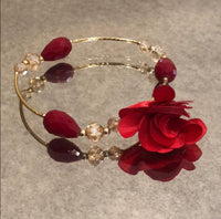 Red Stone and Flowered Healing Bracelet