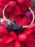 Black Natural Quartz Bangle Bracelet