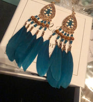 Boho Feather Long Earrings