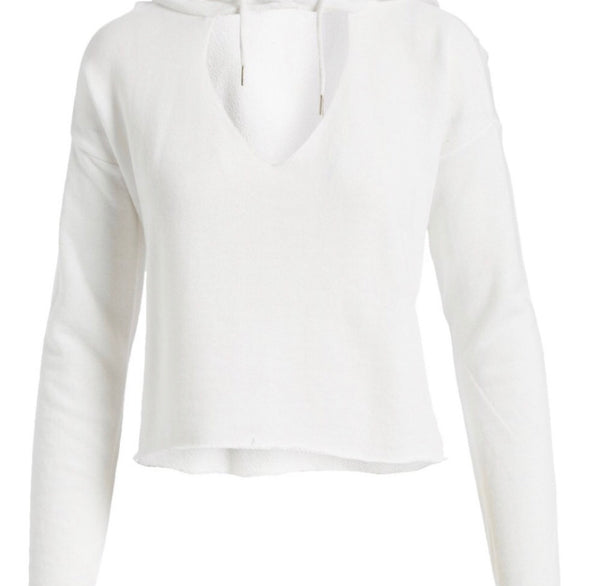 White Cropped Hoodie