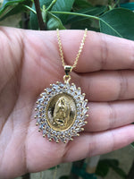 Virgen De Guadalupe Diamond Cut Pendant & Necklace