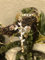 Jesus Cross Pendant & Necklace With Rose Flowers - Quince Gift