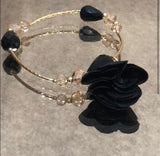 Black Rose Healing Stone Flowered Bracelet