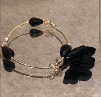 Black Rose Healing Stone Flowered Bracelet