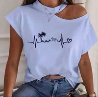 Womans Vacation Top Cut Out Shoulder