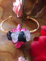 Black and White Natural Quartz Bangle Bracelet