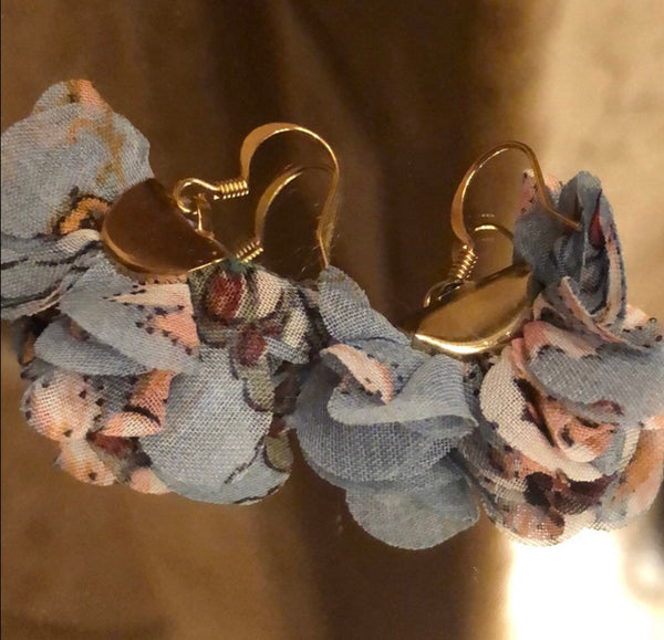 Blue Fabric Earrings