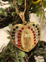 Our Lady Of Guadalupe Colorful Or Silver Pendant & Necklace